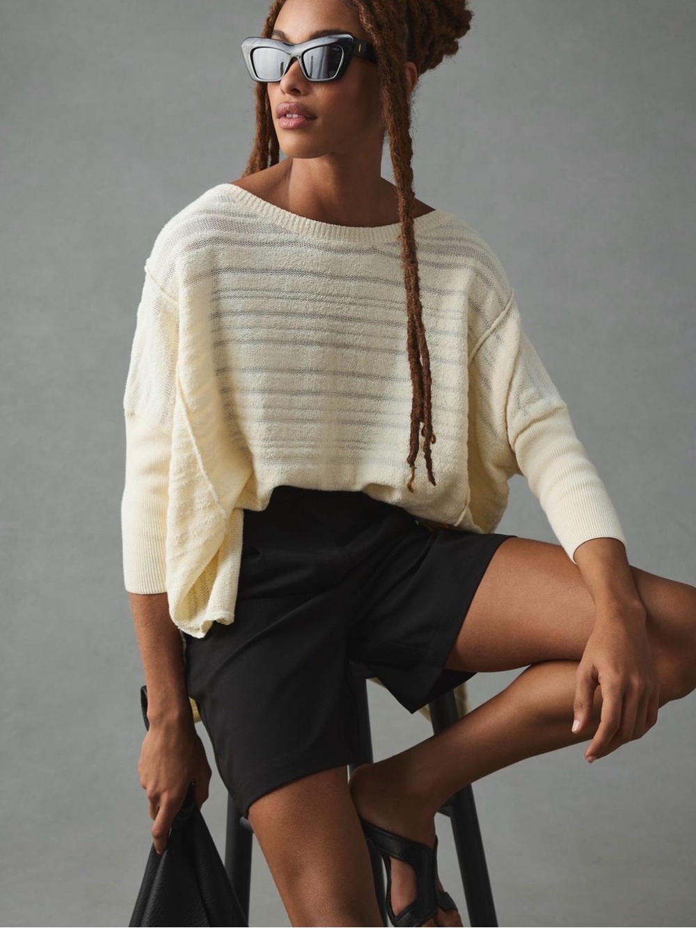 Pilcro Lightweight Cream Knit Pullover